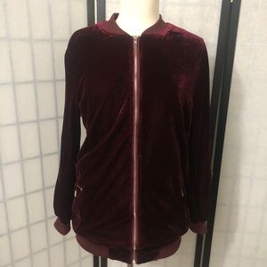 Misguided Velvet Red Zip-Up Jacket